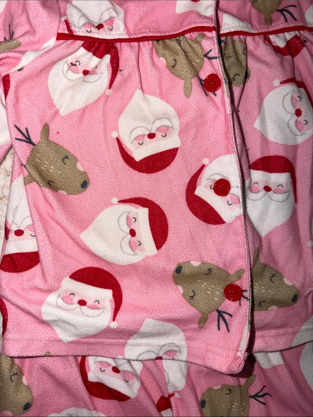 Girls' Pink Santa & Reindeer Two-Piece Pajama Set